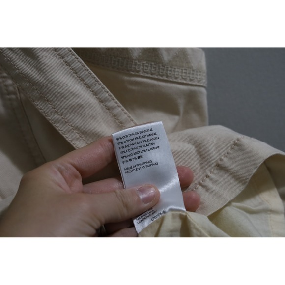 Anthropologie Dress Tan Utility Style Short Sleeve Puff Sleeves Pockets Size 12 - Picture 4 of 7